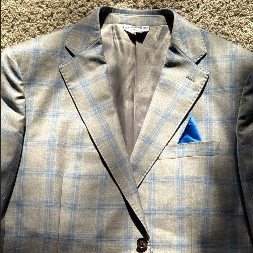 Cardinal of Canada Mens Blazer Blue / Grey Plaid